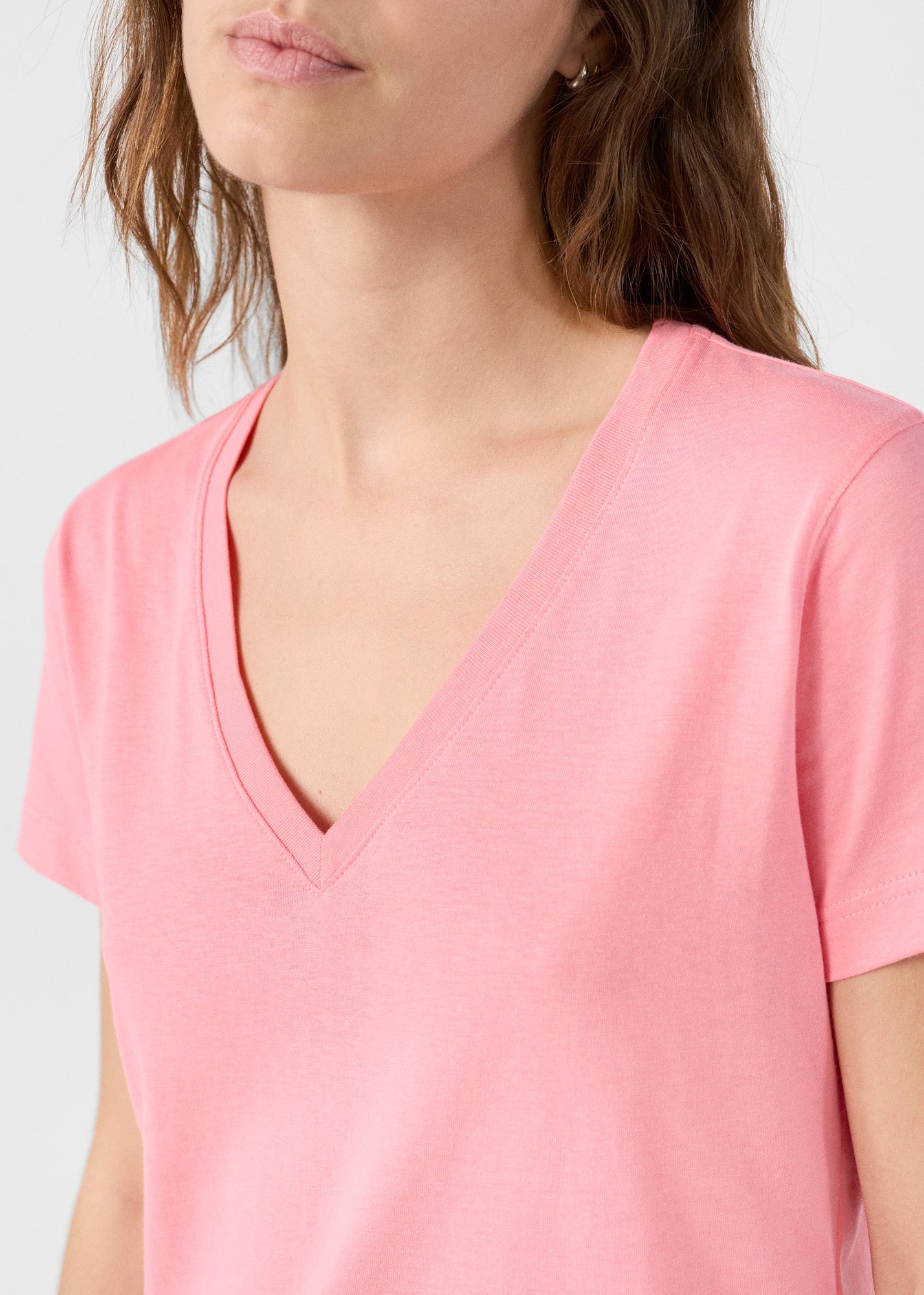 T-Shirt col V Vibrant pink Sofy
