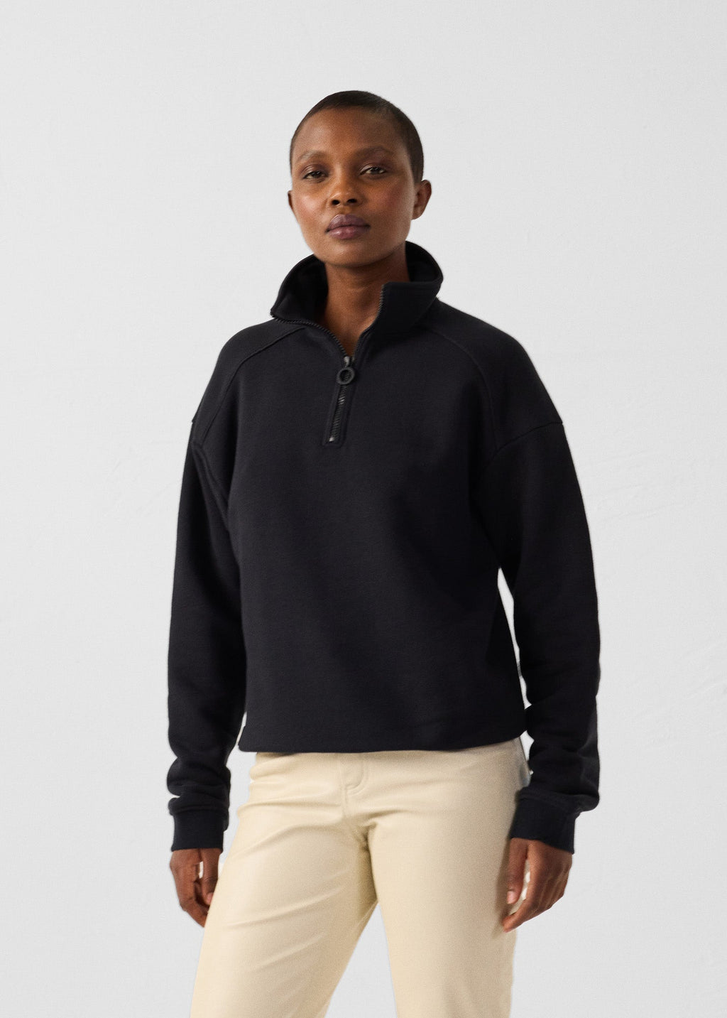 Sweatshirt demi-zippé Noir Line
