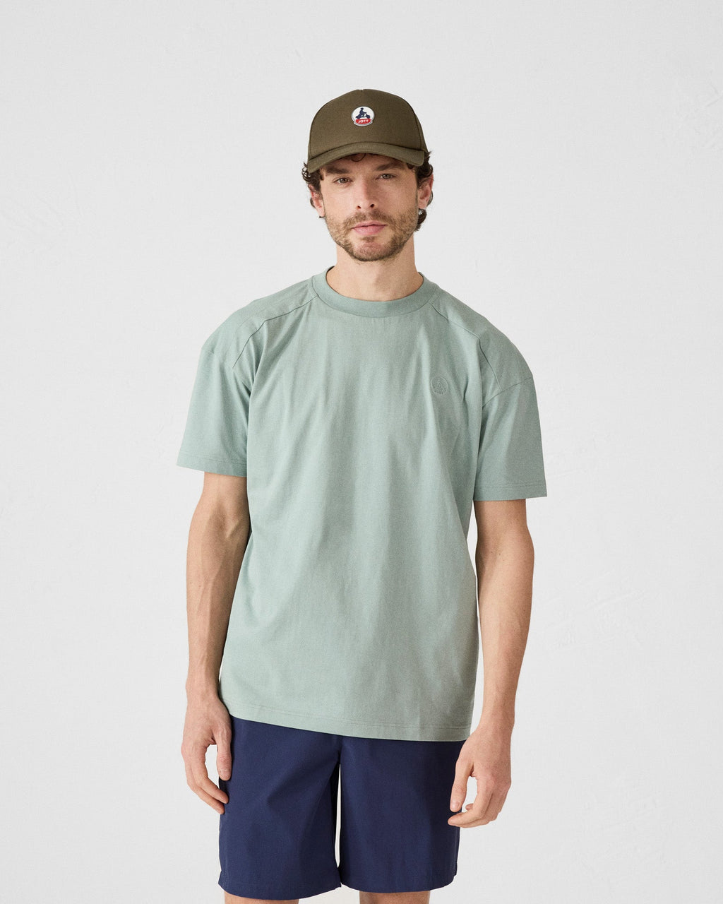 T-shirt col rond en coton Vert minéral Narong