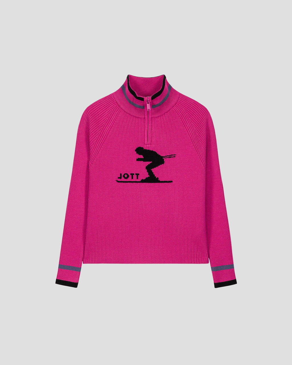 Pull côtelé col haut Rose électrique Coni