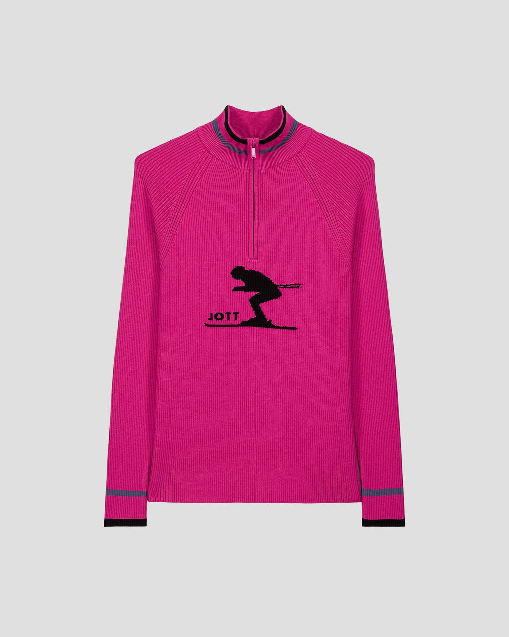 Pull côtelé col haut Rose électrique Mayt