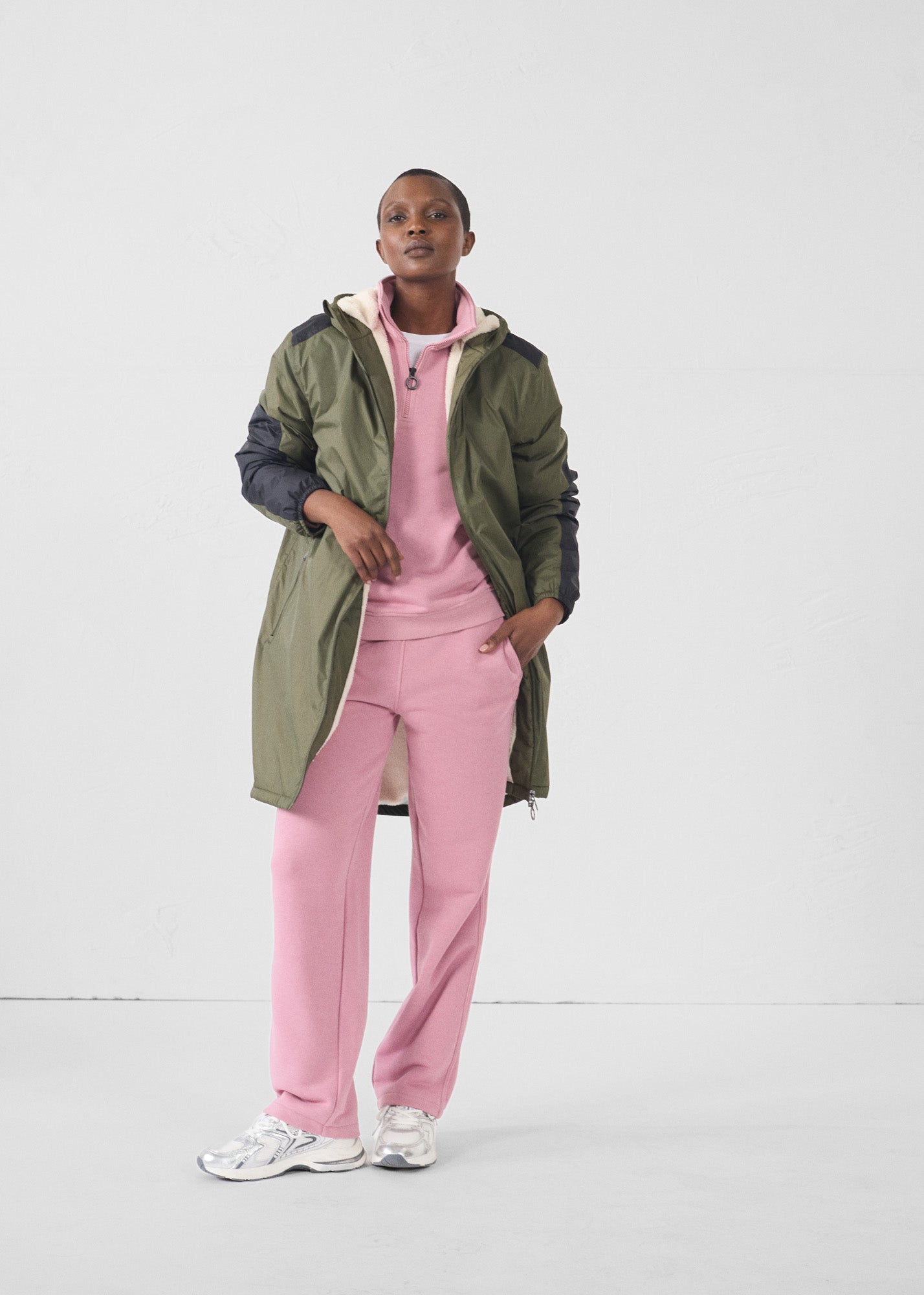 Sweatshirt demi-zippé Rose antique Line