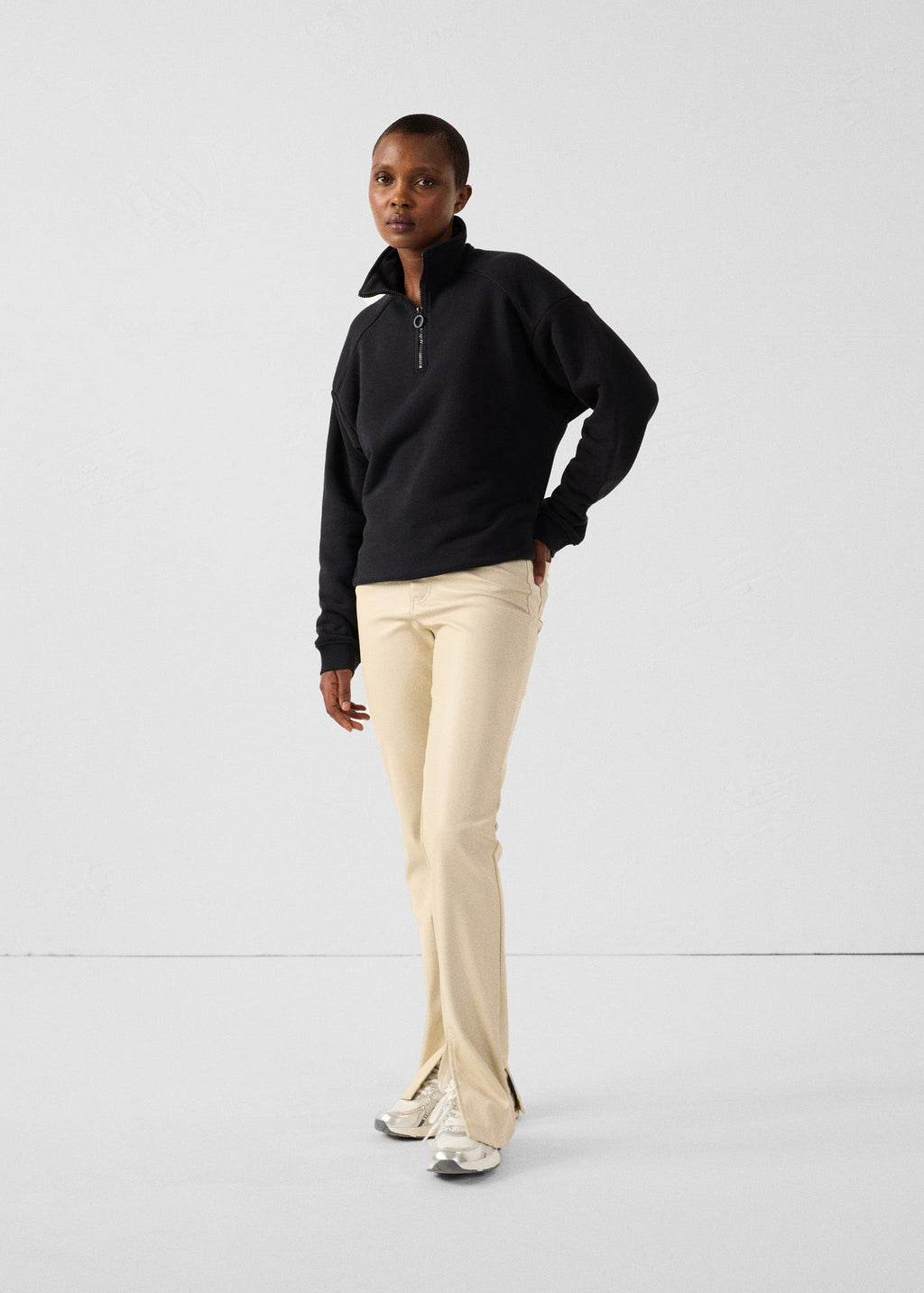 Sweatshirt demi-zippé Noir Line