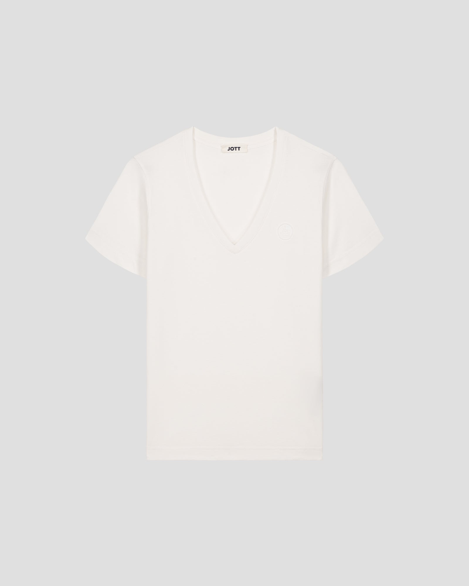 T-shirt uni col V en coton Blanc Sofia 2.0