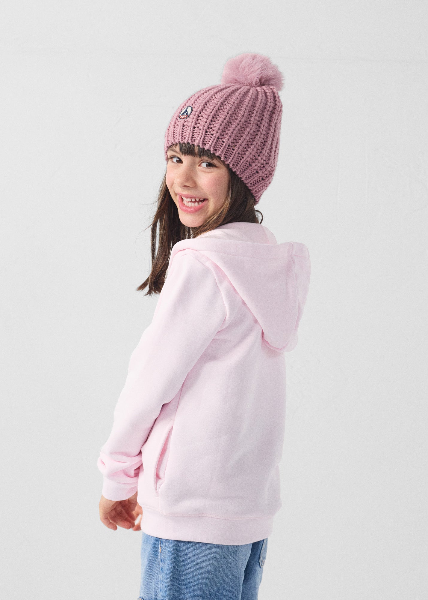 Veste enfant zippée à capuche Rose pétale Arie