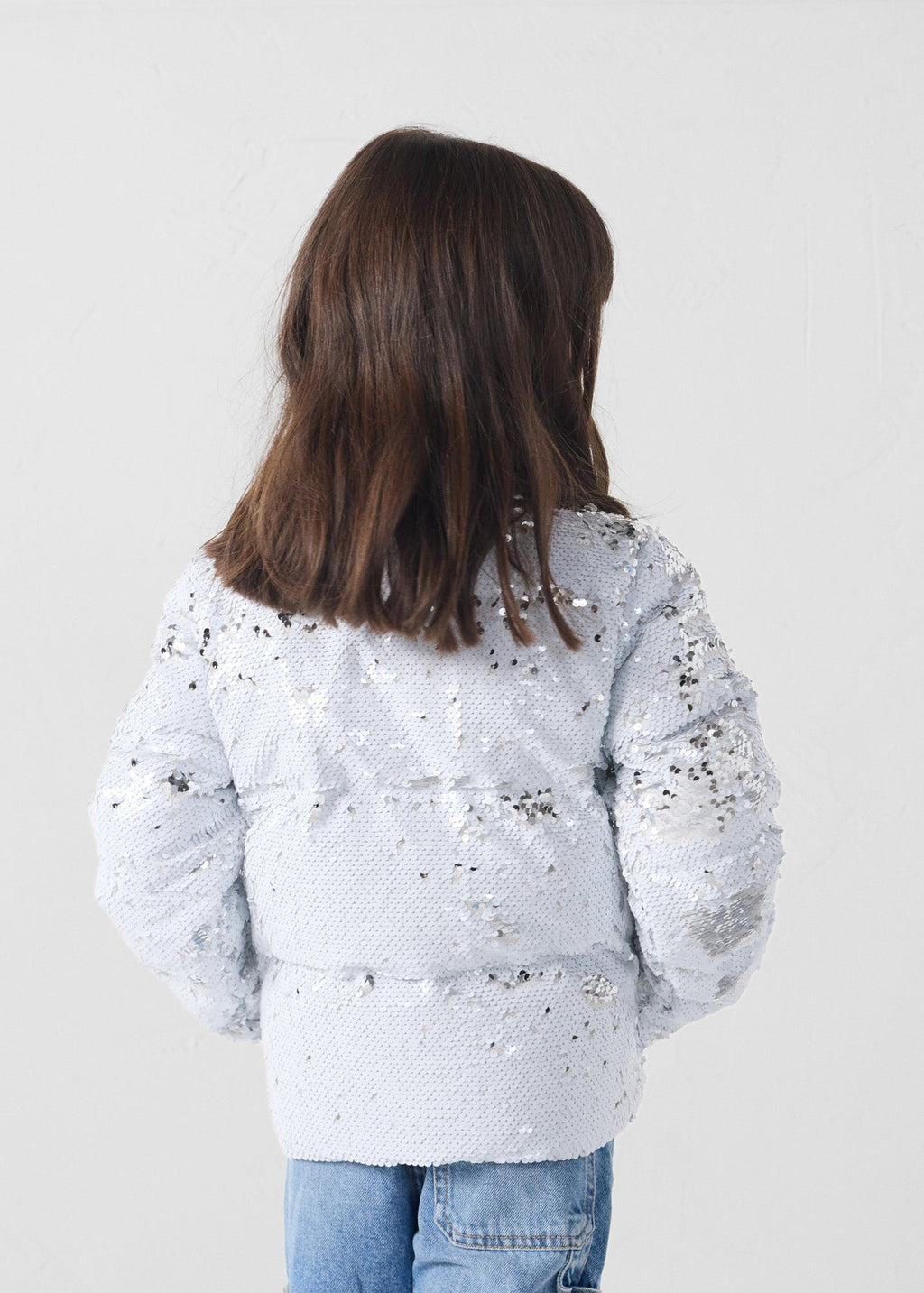 Veste enfant à sequins Blanc/argent Lina