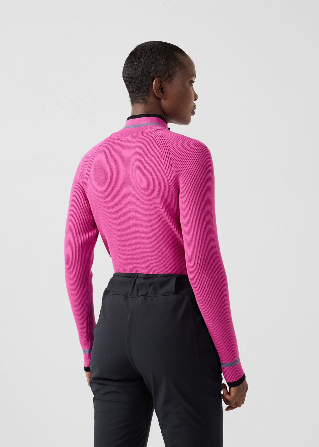 Pull côtelé col haut Rose électrique Mayt