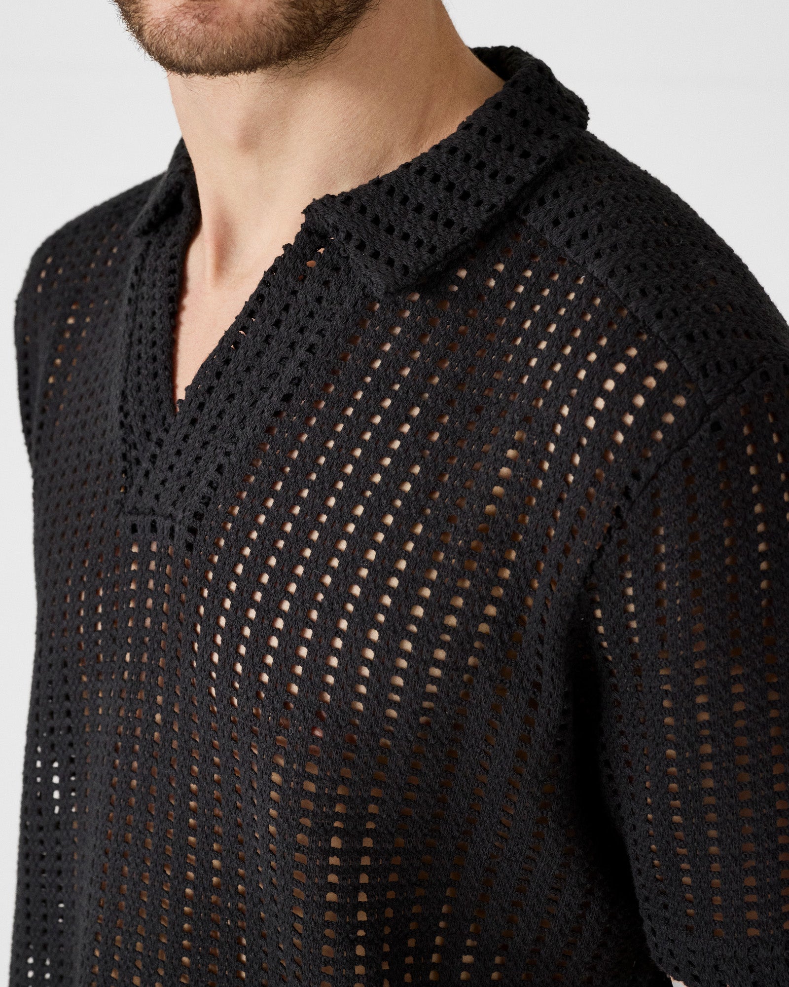 Polo en maille de coton Noir Bruno