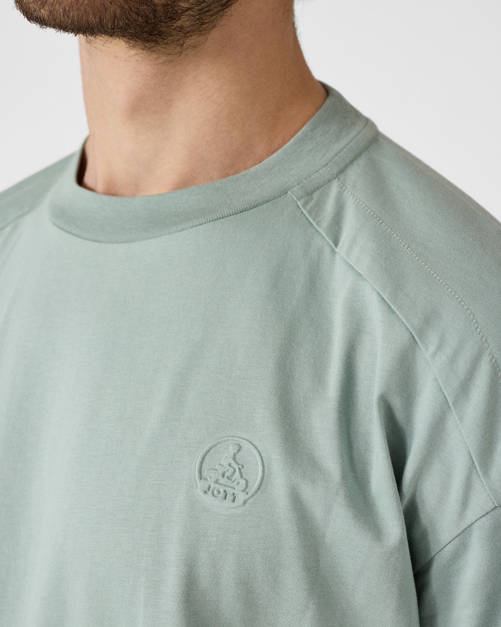 T-shirt col rond en coton Vert minéral Narong