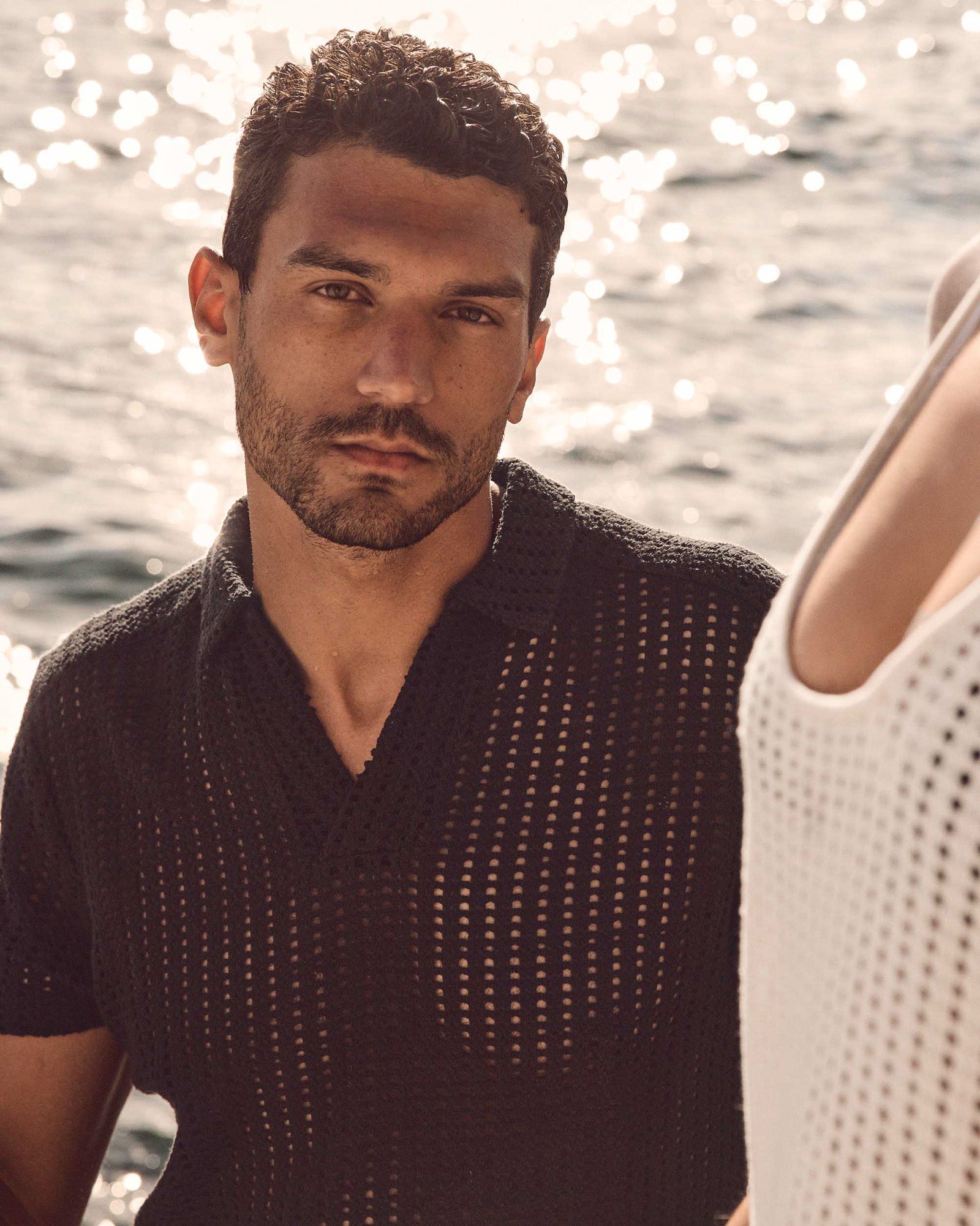 Polo en maille de coton Noir Bruno