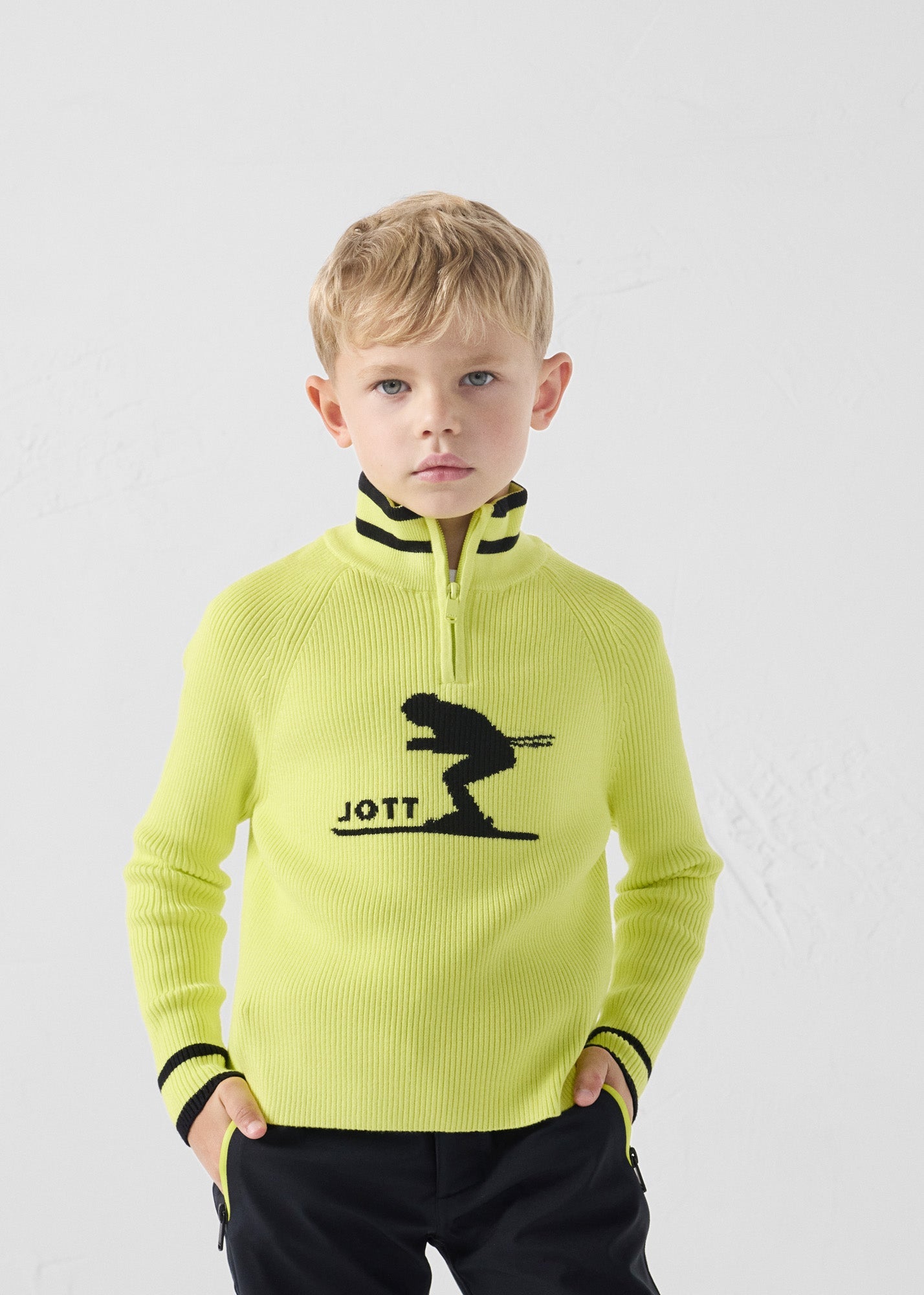 Pull côtelé col haut Jaune elexir Coni