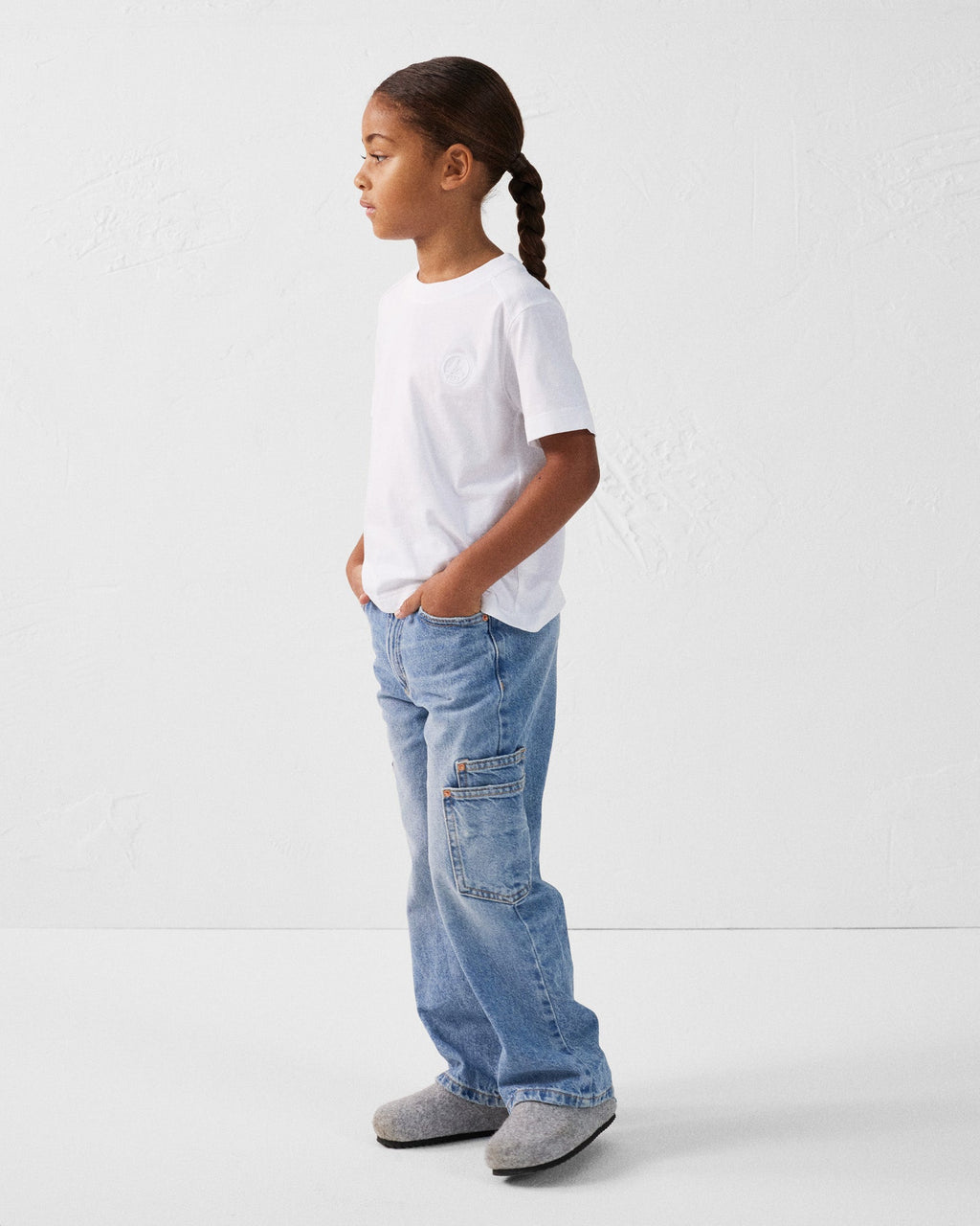 T-shirt col rond enfant en coton Blanc Prado