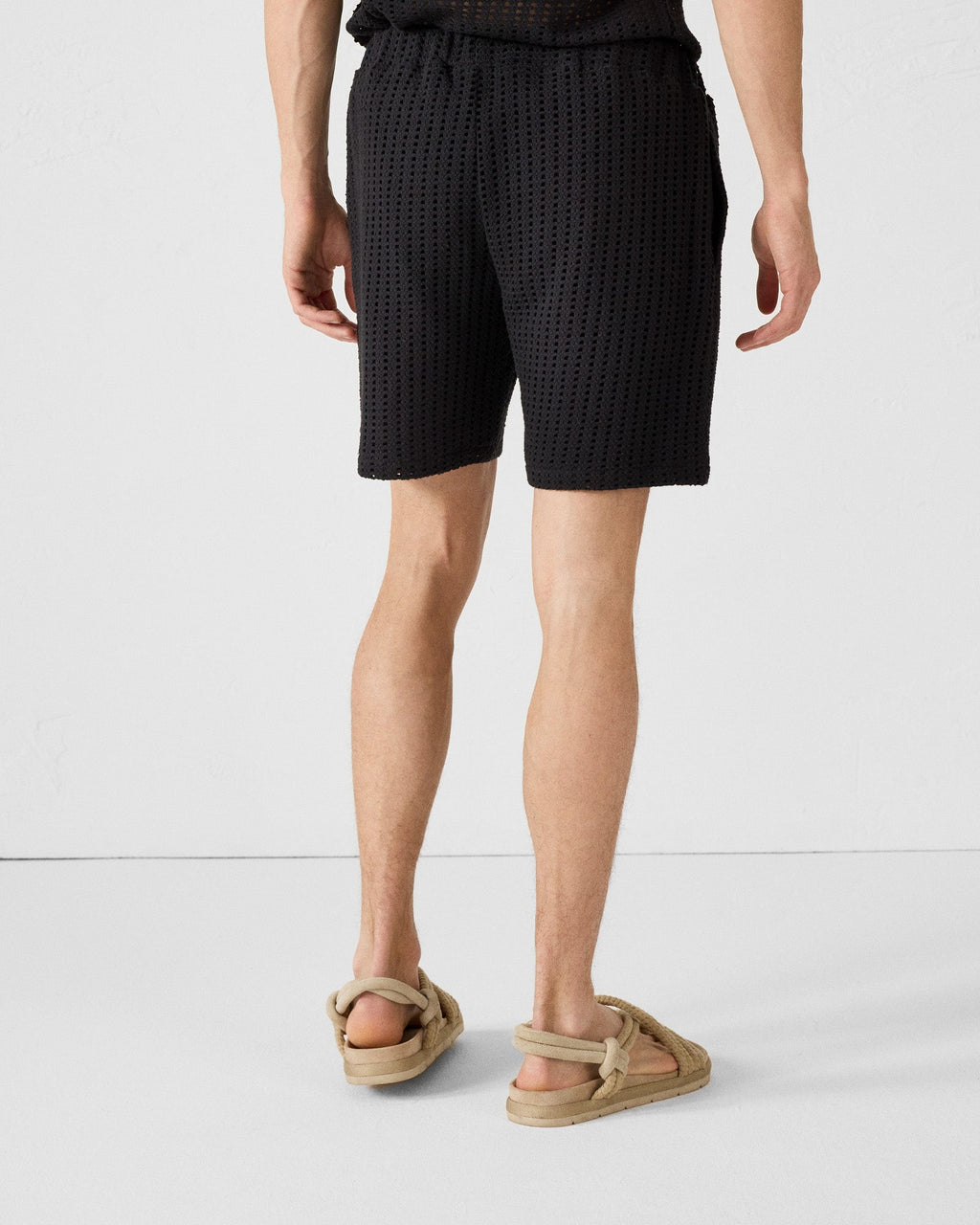 Short en maille de coton Noir Vittorio