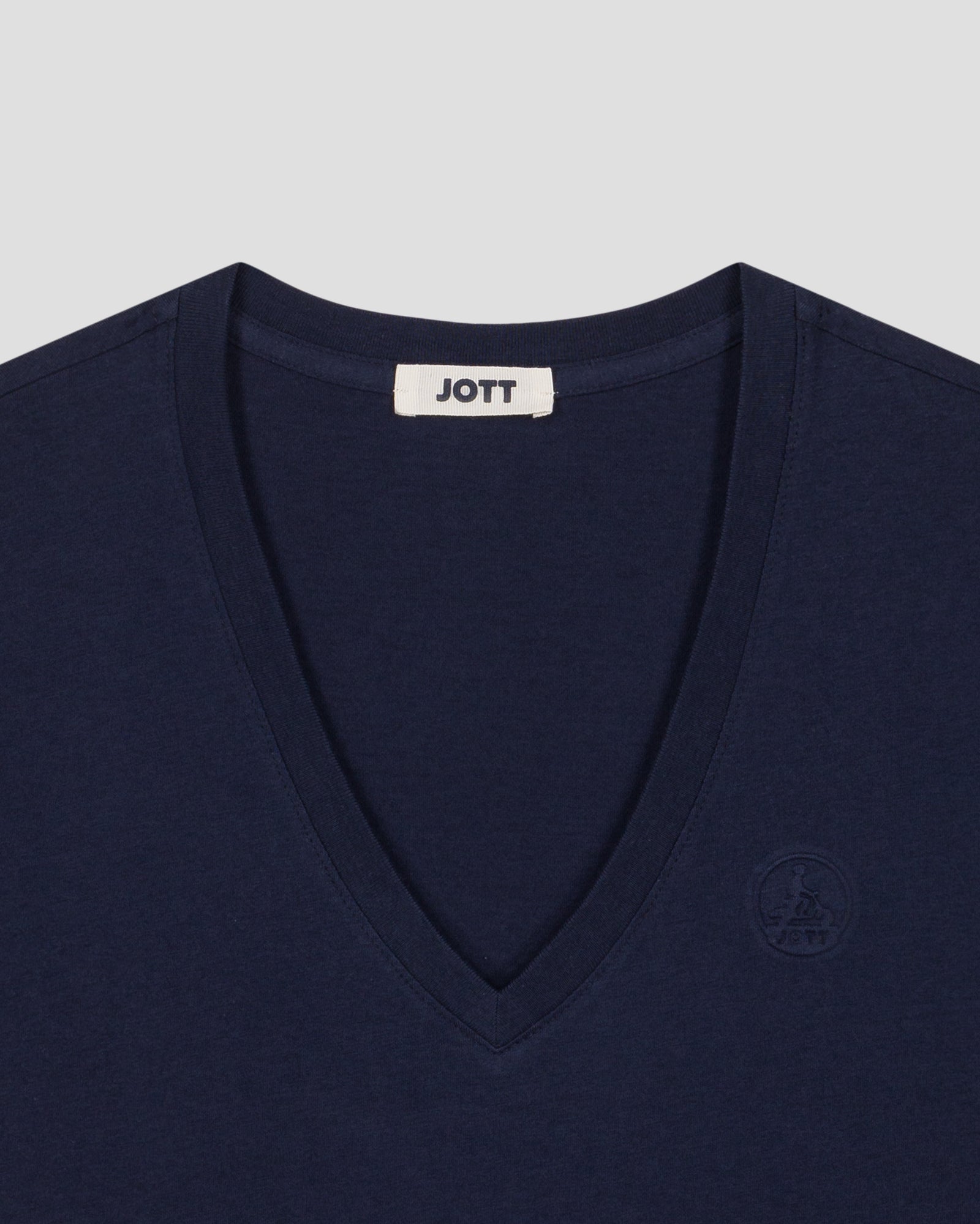 T-shirt uni col V en coton Marine Sofia 2.0