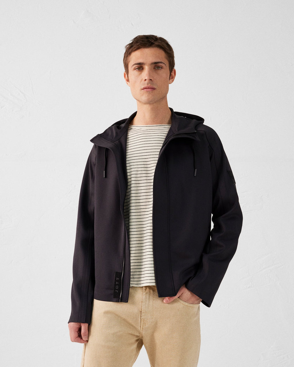 Veste 'oversize' bimatière Noir Ernest