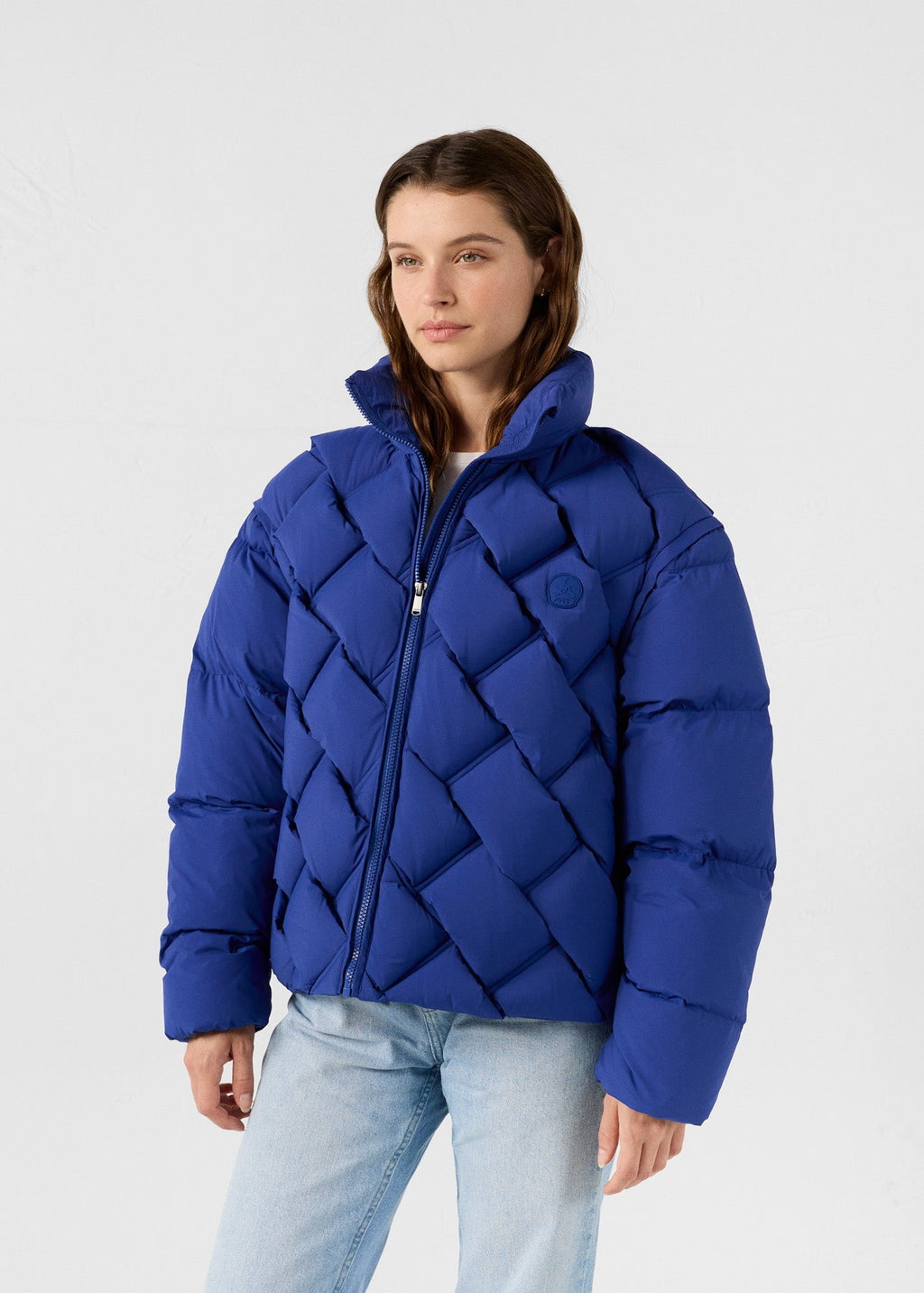 Veste Grand Froid puffer tressée Bleu cobalt Alya